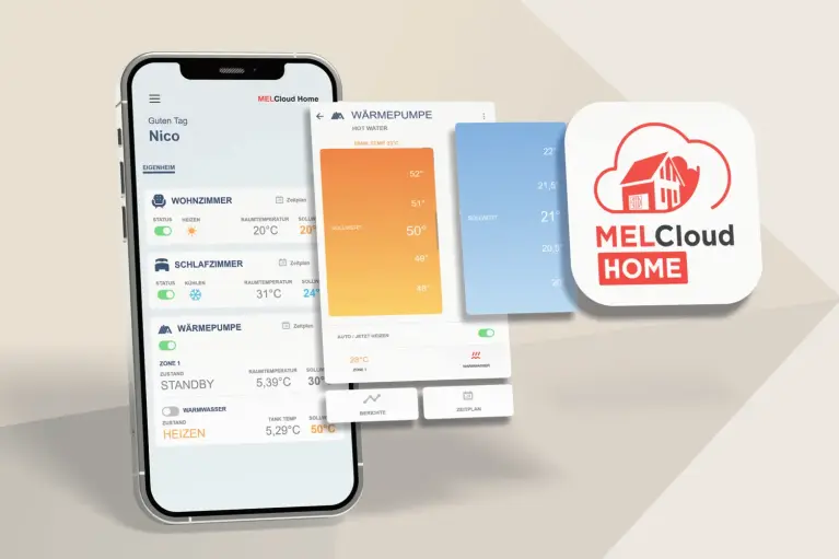 Foto der MELCloud Home App Foto der MELCloud Home App