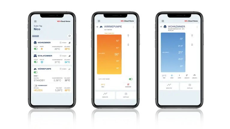 Darstellung der MELCloud Commercial auf einem Tablet