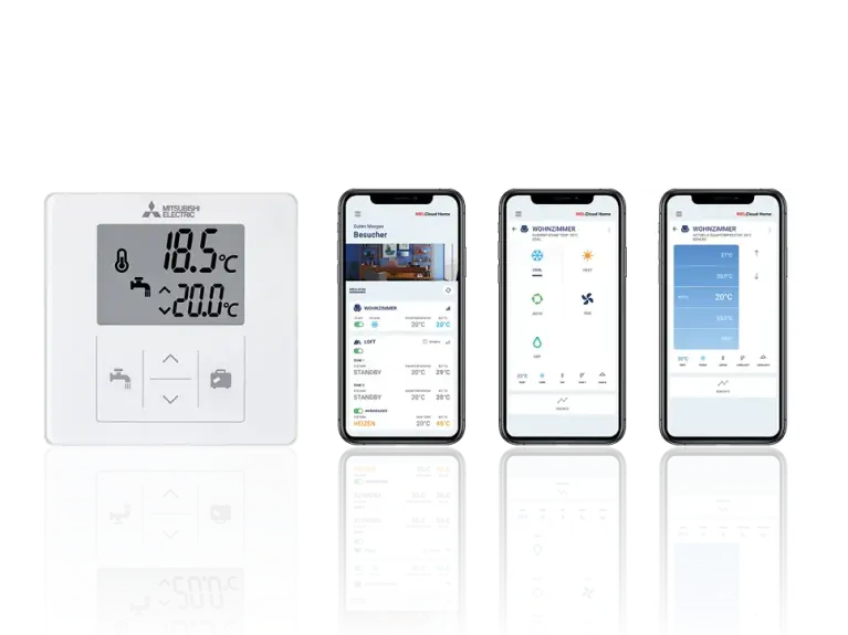 Abbildung Steuerungssystem MELCloud Smartphones