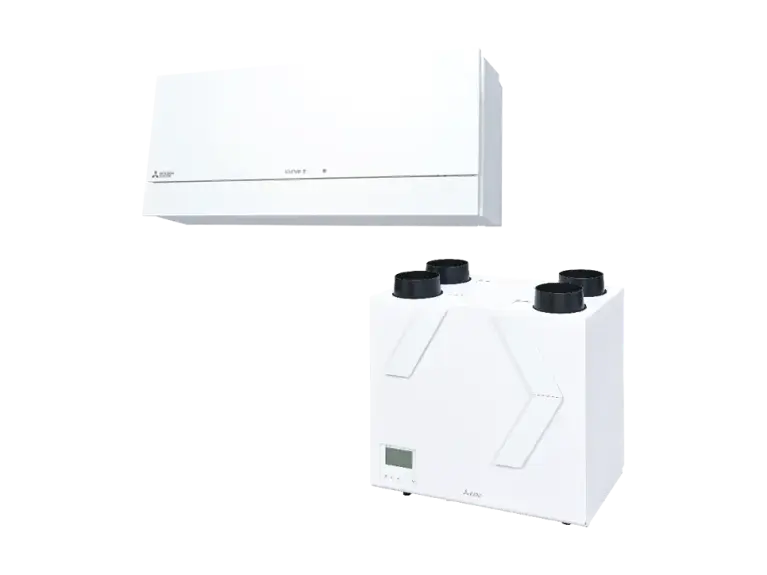 Abbildung eines zentralen und dezentralen Lossnay Lüftungssystems Abbildung eines zentralen und dezentralen Lossnay Lüftungssystems