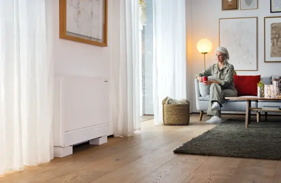 Photo of a modern living room with MSZ-EF wall-mounted appliance