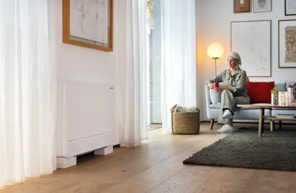 Photo of a modern living room with MSZ-EF wall-mounted appliance
