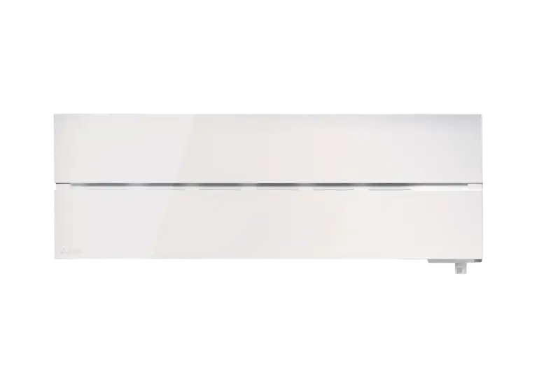 Wandgerät MSZ-LN an grauer Betonwand Einbausituation eines roten MSZ-LN Wandgeräts