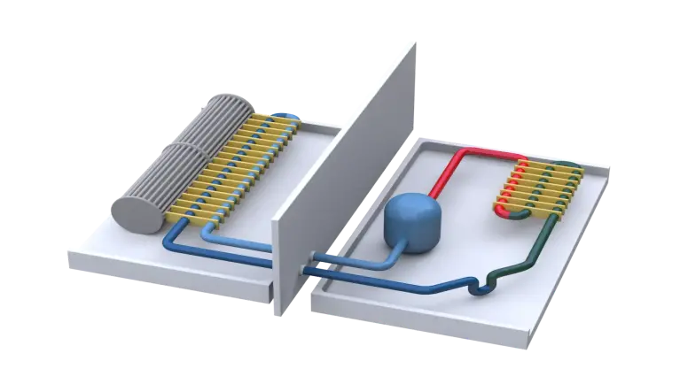 Schaubild Funktionsprinzip Raumklimatisierung Schritt für Schritt