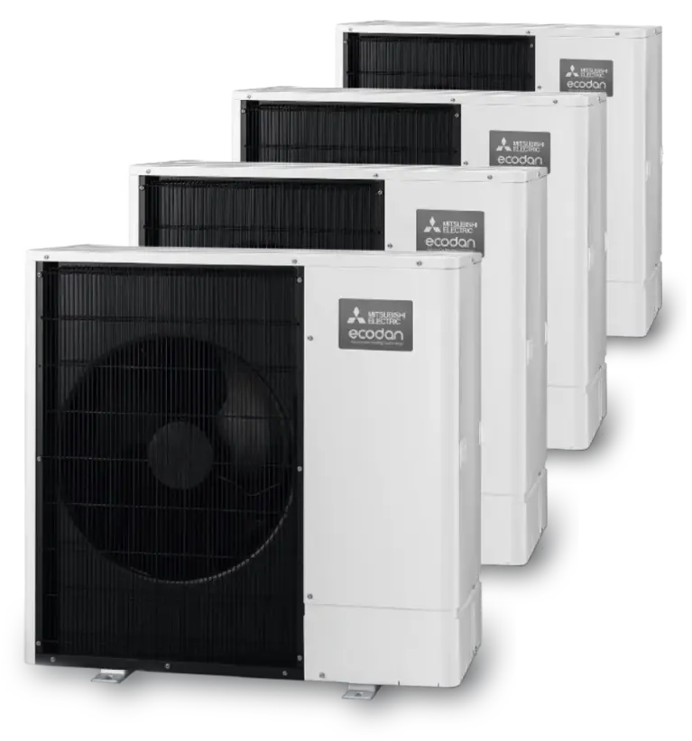 Cascade van 4 Ecodan-warmtepompen