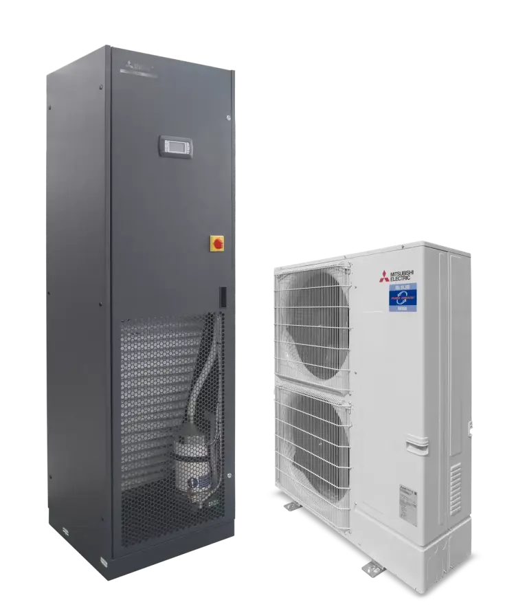 Afbeelding van een s-MEXT-G00 precisie airconditioning kast met Mr. Slim buitenunit