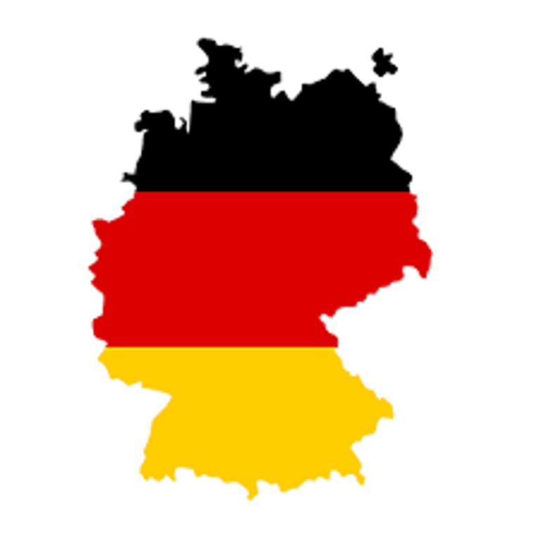 Carte de l'Allemagne - divisée horizontalement en noir, jaune et rouge